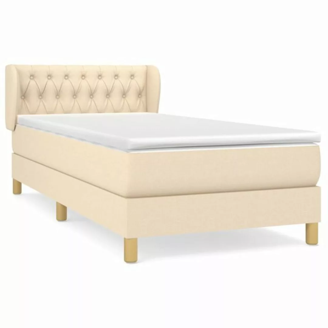 vidaXL Bettgestell Boxspringbett mit Matratze Creme 100x200 cm Stoff Bett B günstig online kaufen