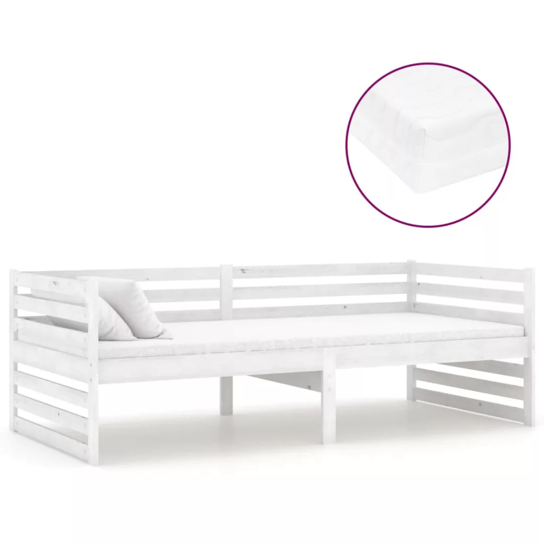 Tagesbett Mit Matratze 90x200 Cm Weiß Massivholz Kiefer günstig online kaufen