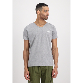 Alpha Industries  T-Shirts & Poloshirts Basic V-Neck T-Shirt SL - grey heat günstig online kaufen