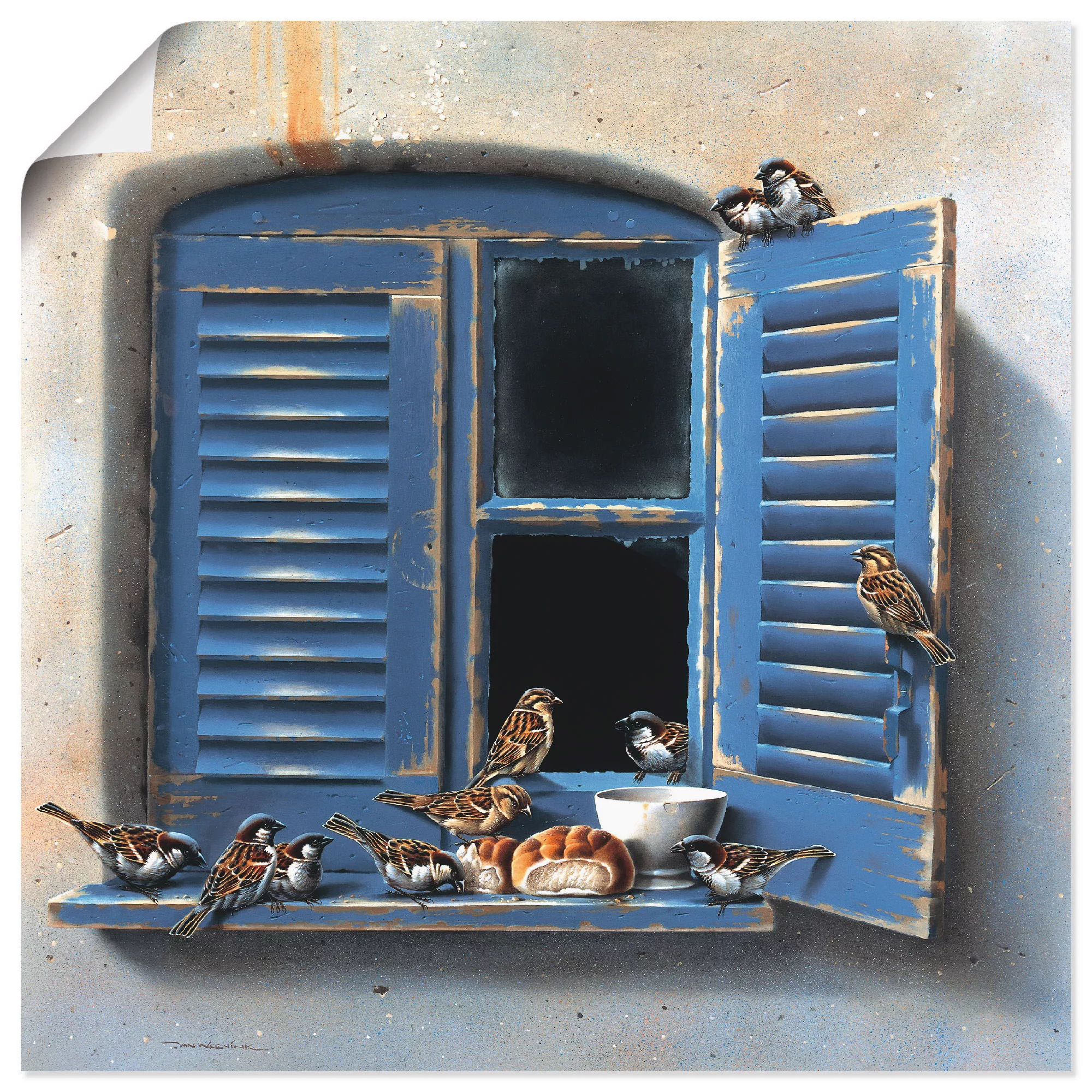 Artland Wandbild "Vogelbesuch II", Fenster & Türen, (1 St.), als Leinwandbi günstig online kaufen