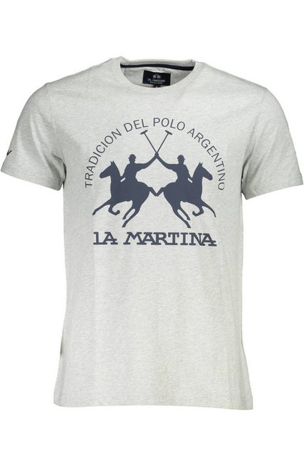 La Martina T-Shirt Graues Kurzarm Herren T-Shirt mit Print und Logo günstig online kaufen