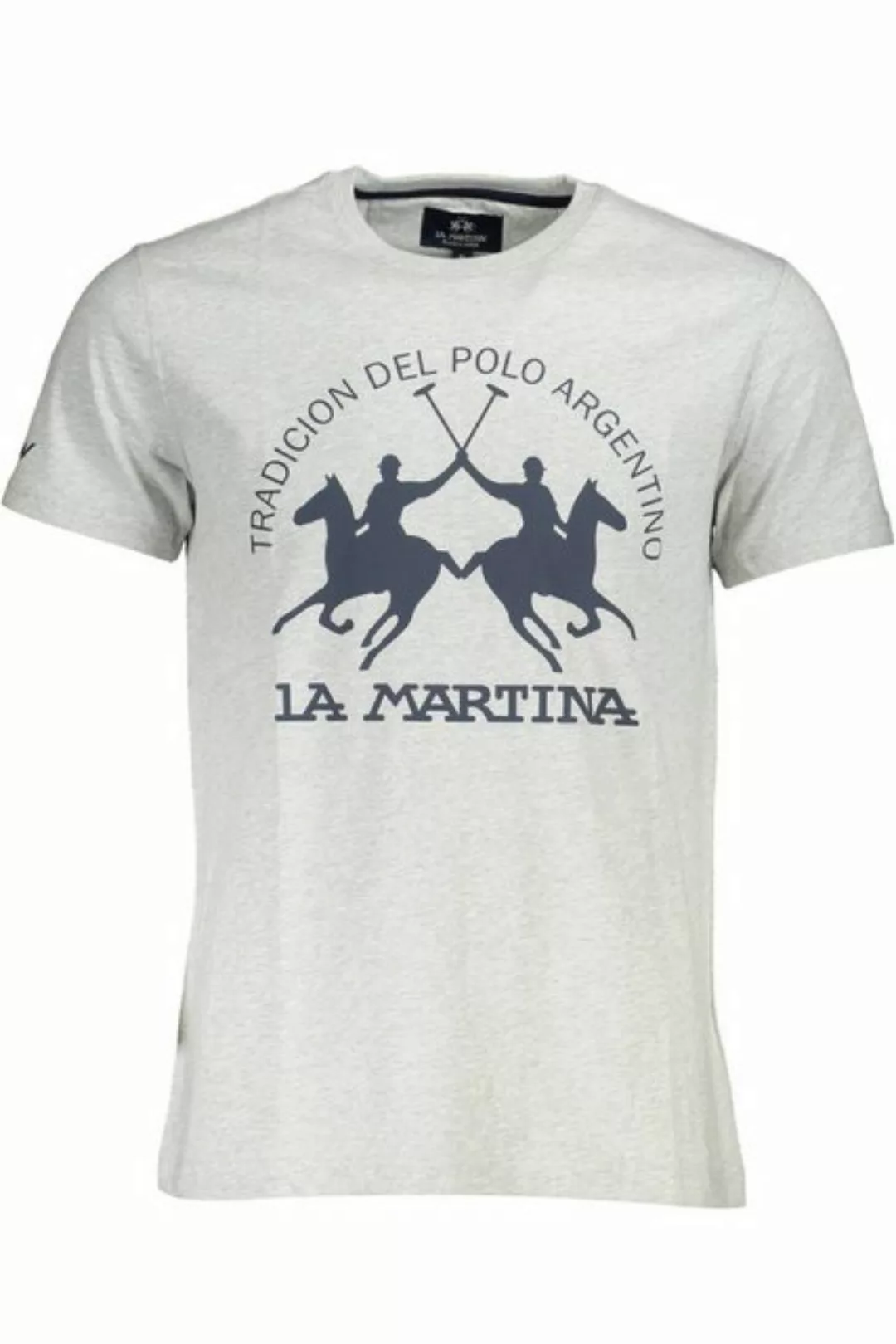 La Martina T-Shirt Graues Kurzarm Herren T-Shirt mit Print und Logo günstig online kaufen