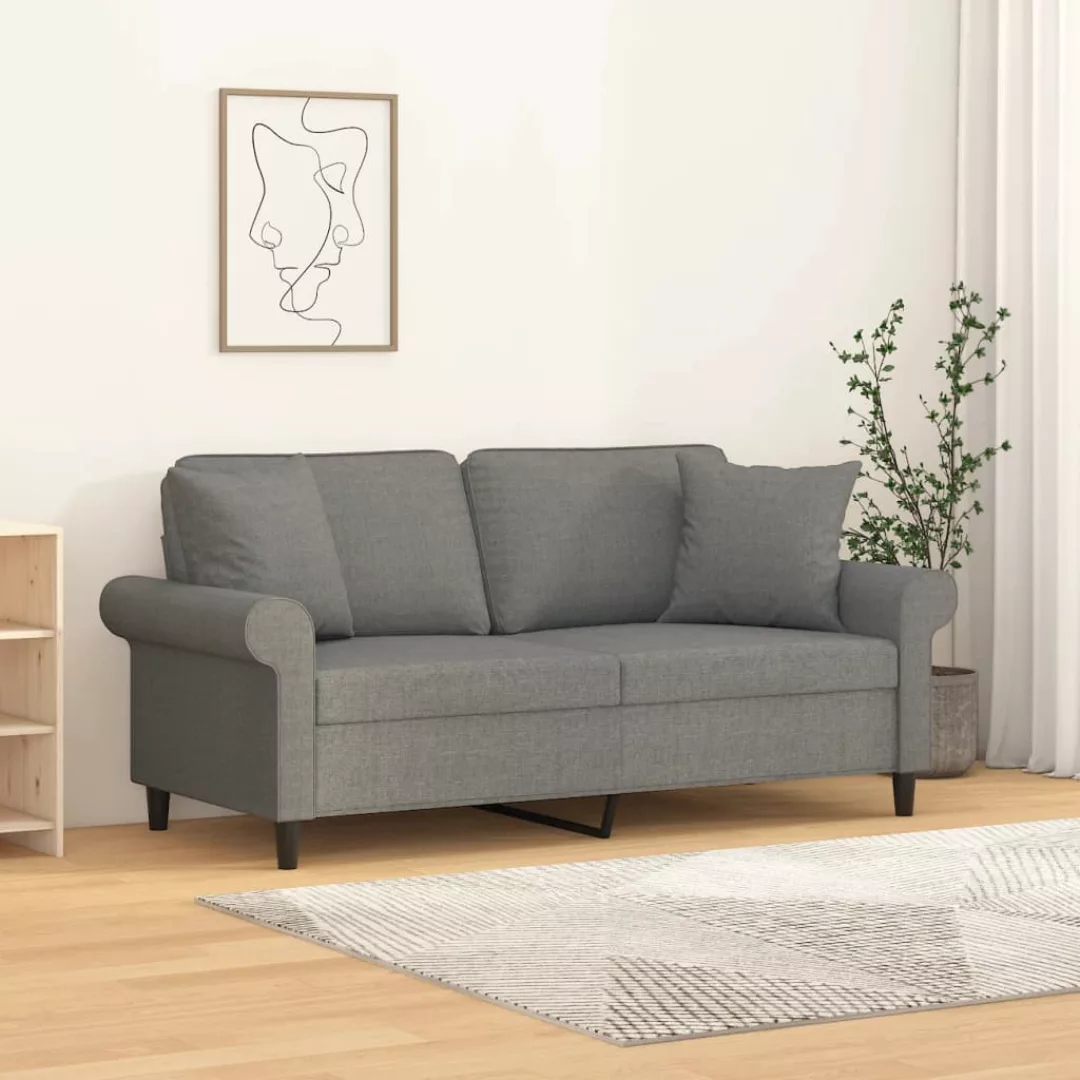 Vidaxl 2-sitzer-sofa Mit Kissen Dunkelgrau 140 Cm Stoff günstig online kaufen