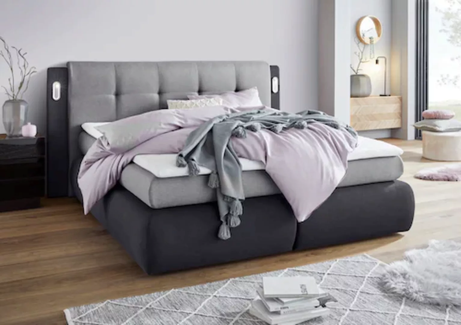 COLLECTION AB Boxspringbett »Borna«, inklusive Bettkasten, LED-Beleuchtung günstig online kaufen