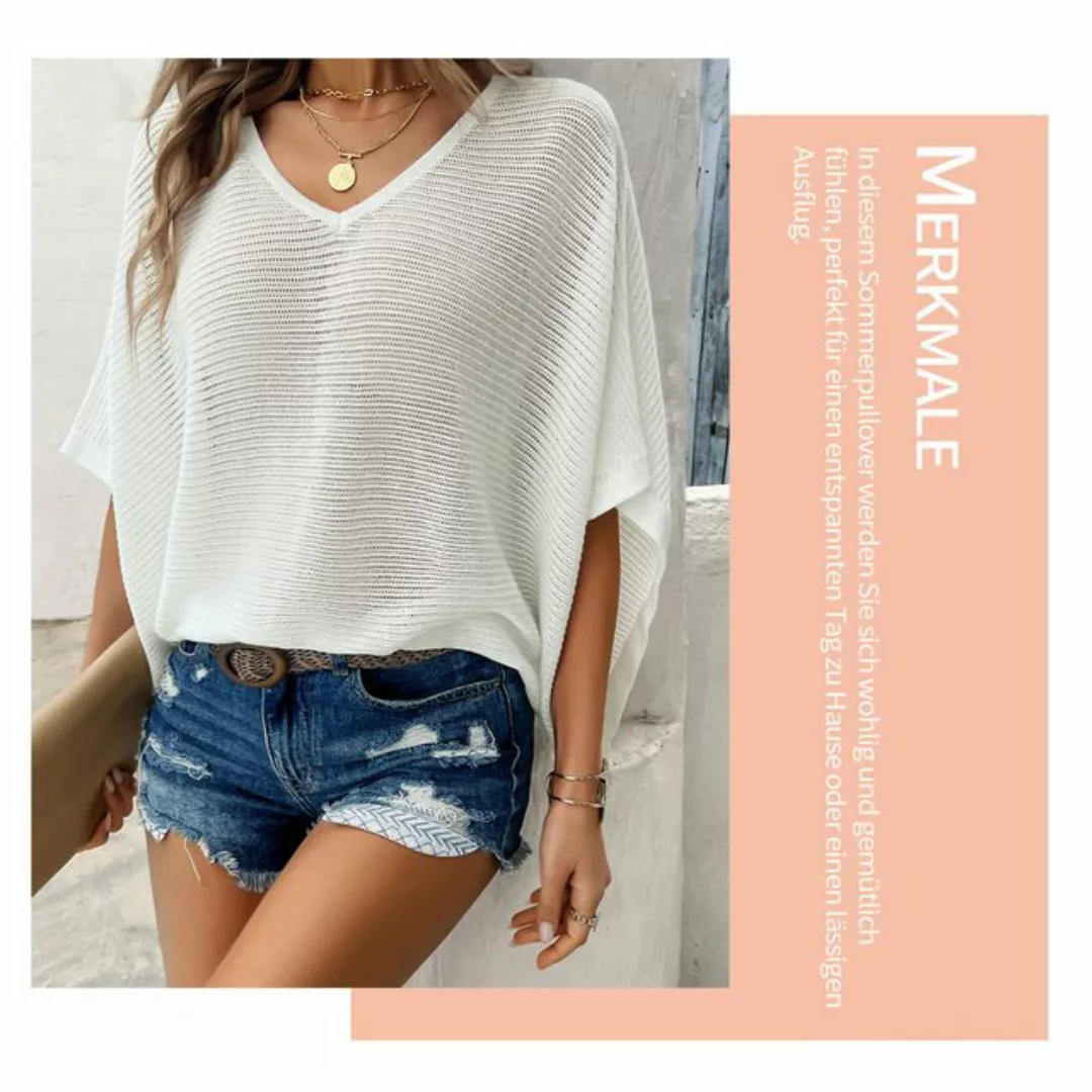 Zoclack Strandpullover Stricktop Damen Sommer Häkeltop Aushöhlen V-Ausschni günstig online kaufen