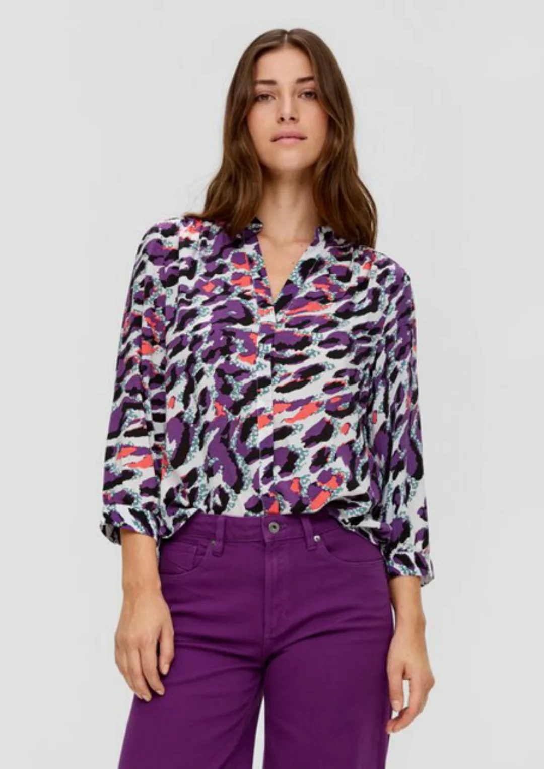 QS Druckbluse mit modernem Animal-print günstig online kaufen