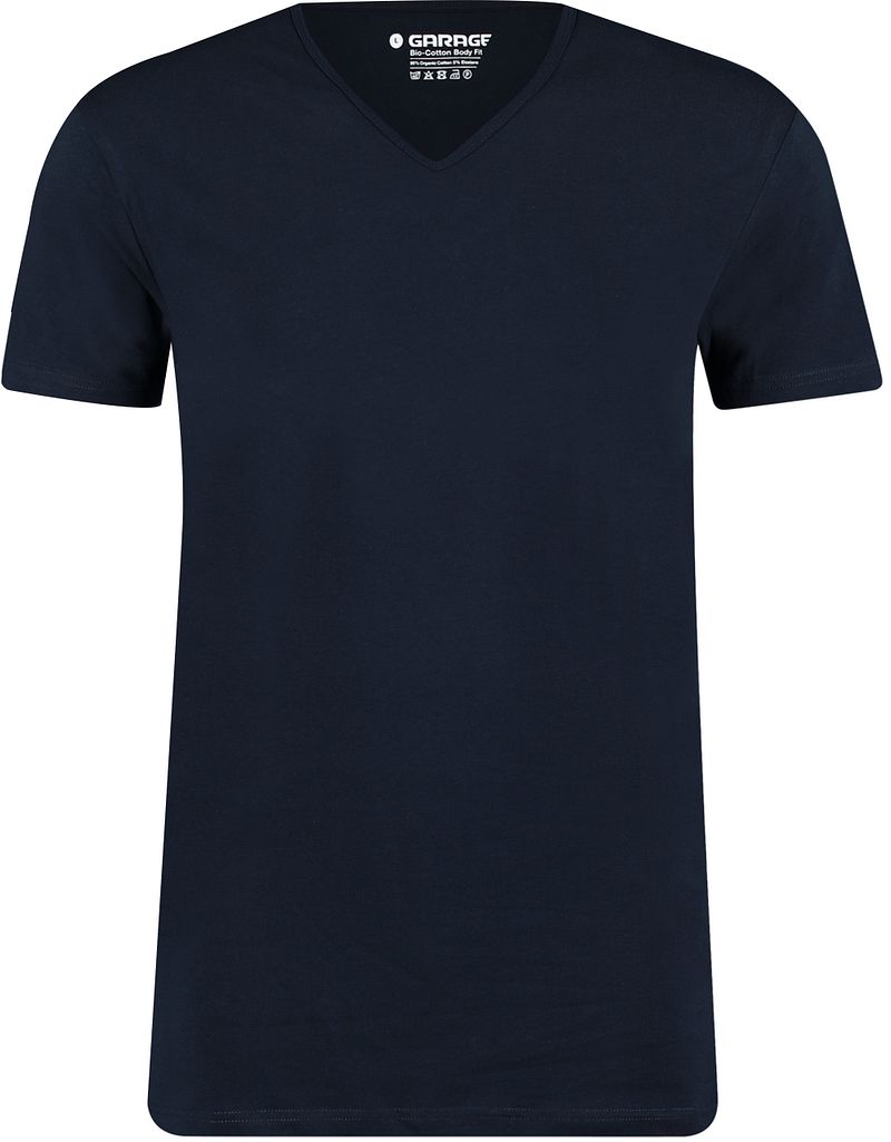 Garage 2-Pack Basic T-shirt Bio V-Ausschnitt Dunkelblau - Größe L günstig online kaufen