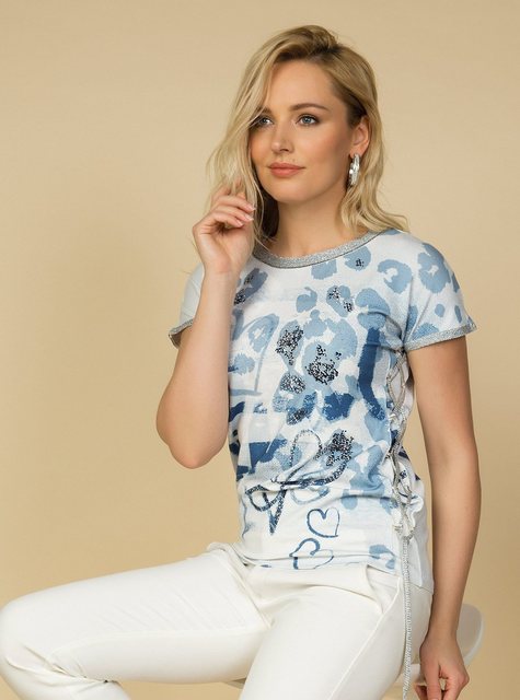 Passioni Print-Shirt Stylisches T-Shirt mit abstraktem Leo-Print und raffin günstig online kaufen