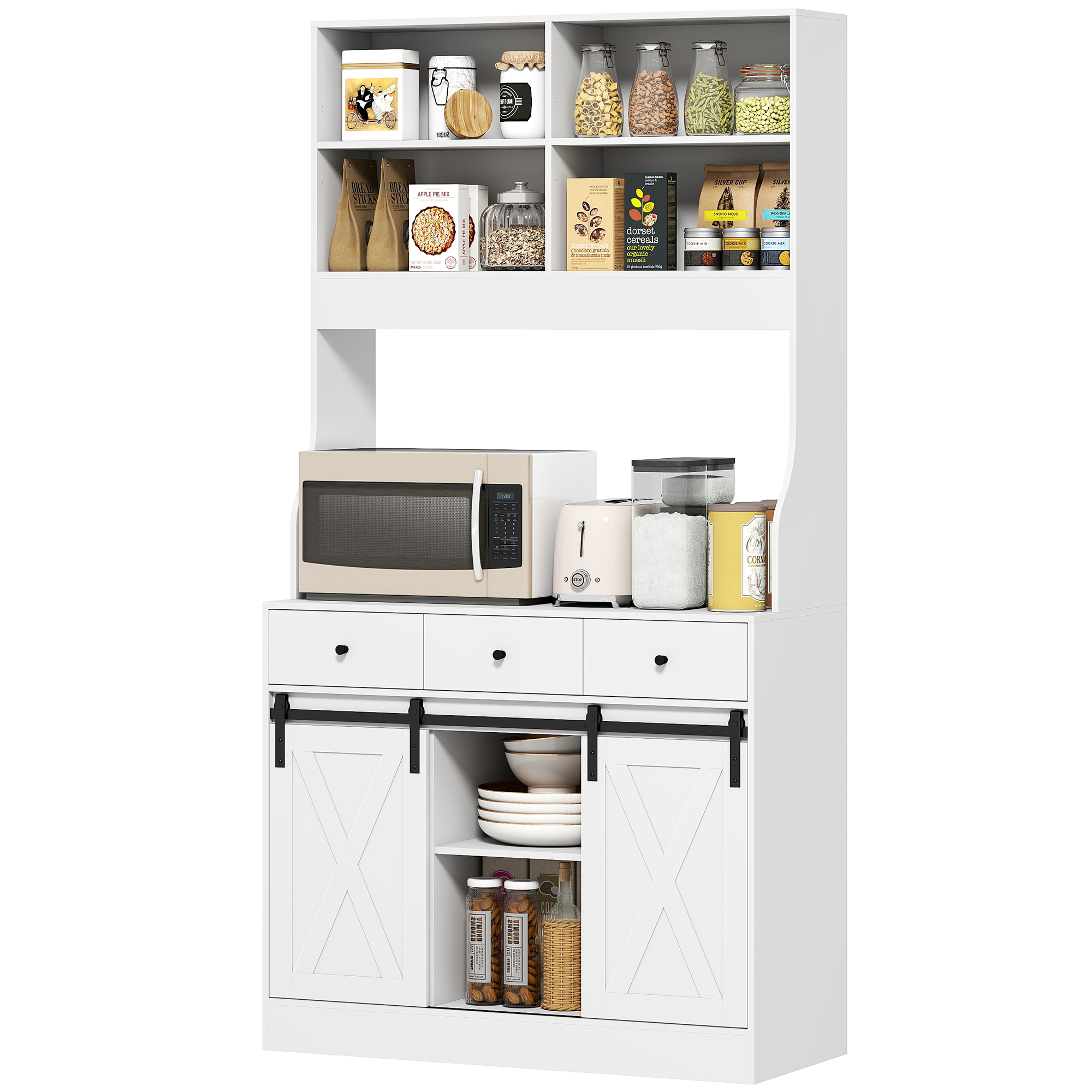 HOMCOM Küchenschrank, Hochschrank mit Arbeitsplatte, Buffetschrank mit Schi günstig online kaufen