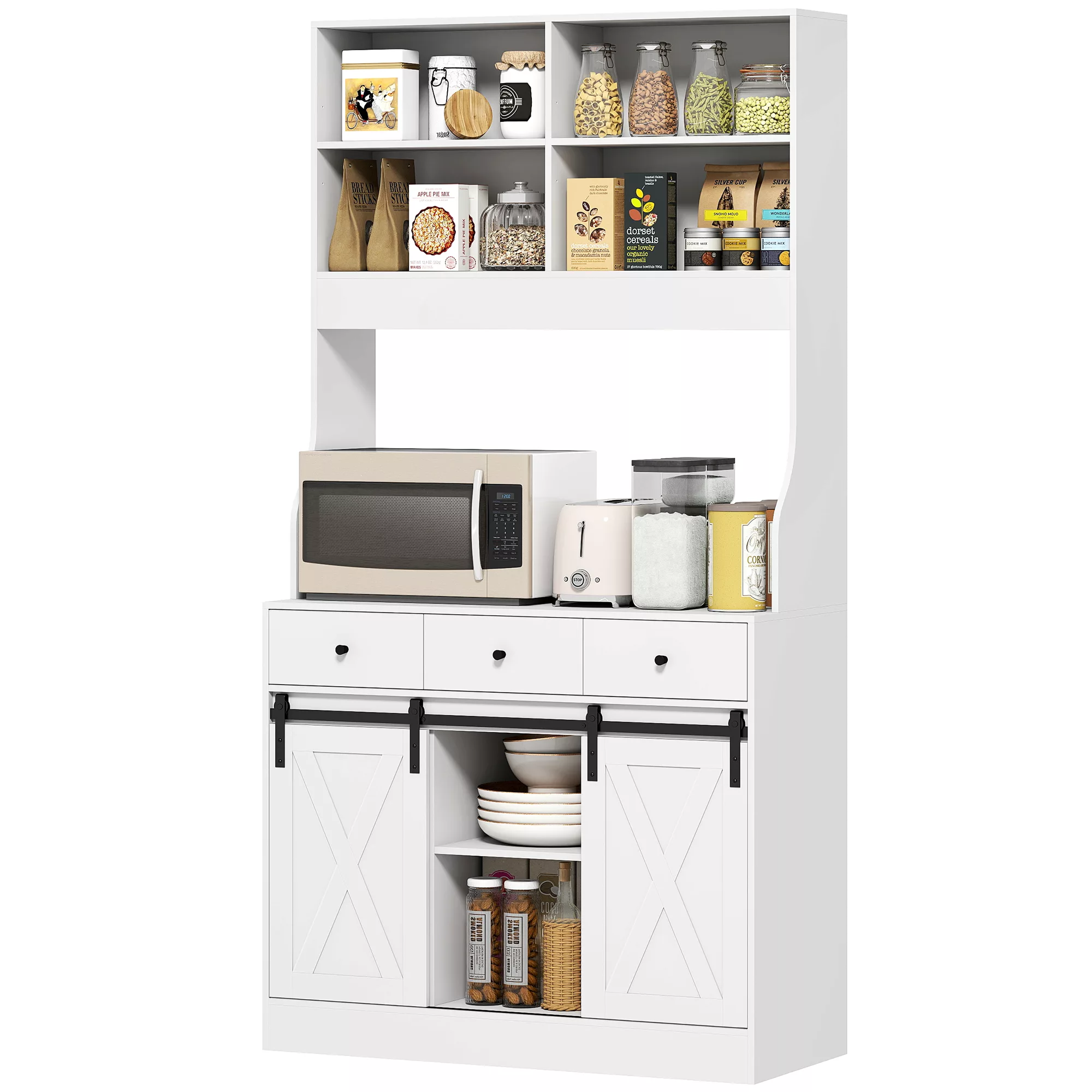 HOMCOM Küchenschrank, Hochschrank mit Arbeitsplatte, Buffetschrank mit Schi günstig online kaufen