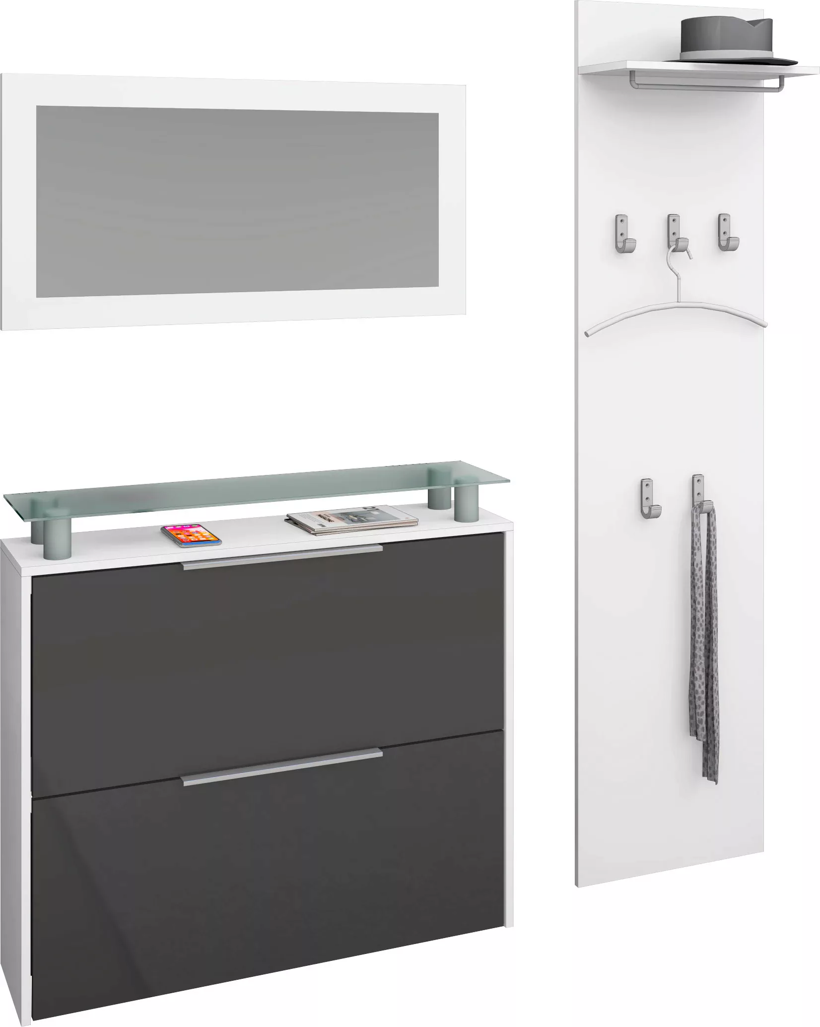 borchardt Möbel Garderoben-Set "Rena 2, (3-tlg.)", mit Glasablage günstig online kaufen