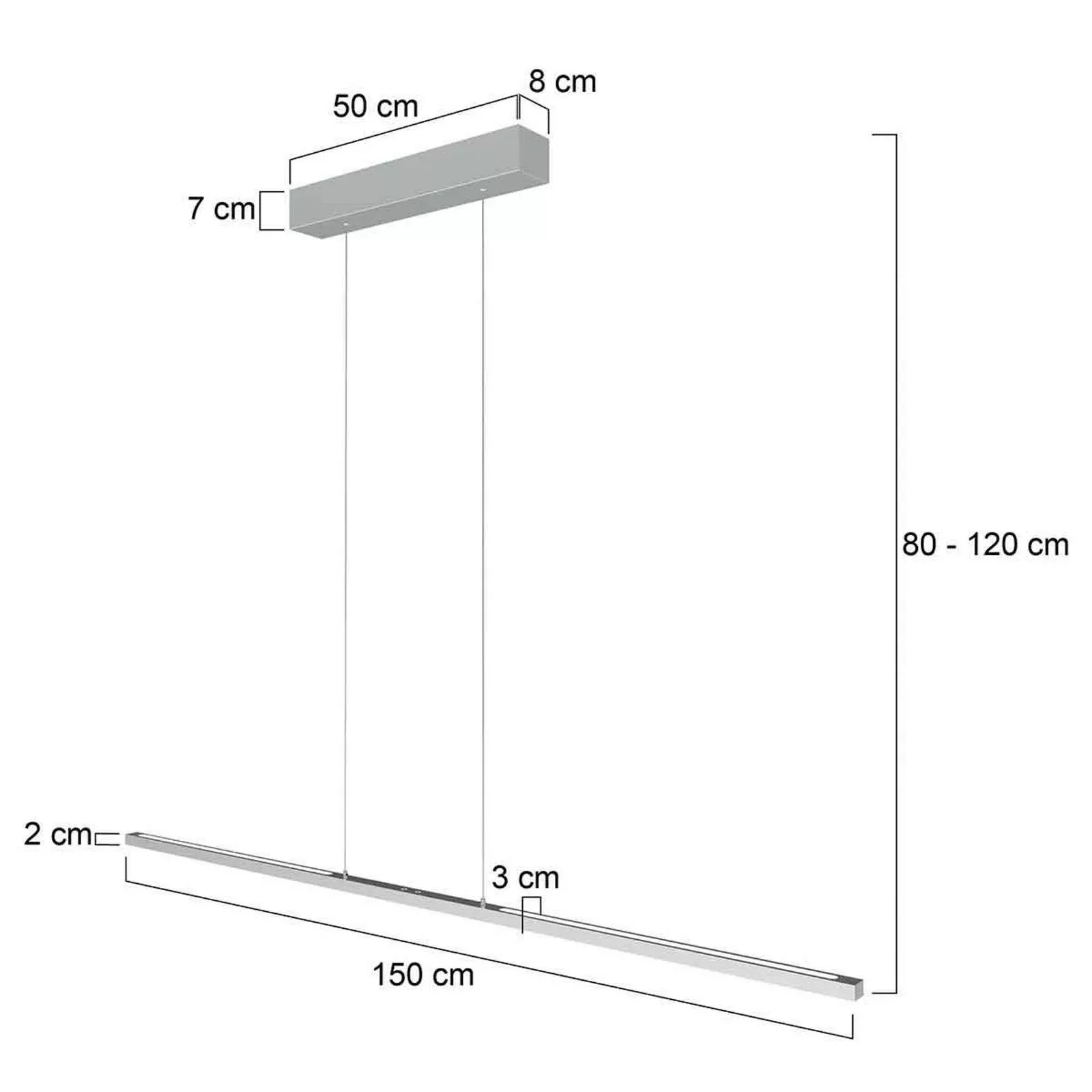 LED-Hängeleuchte Bande, 155 cm, up/down, stahl, CCT, Dimmer günstig online kaufen