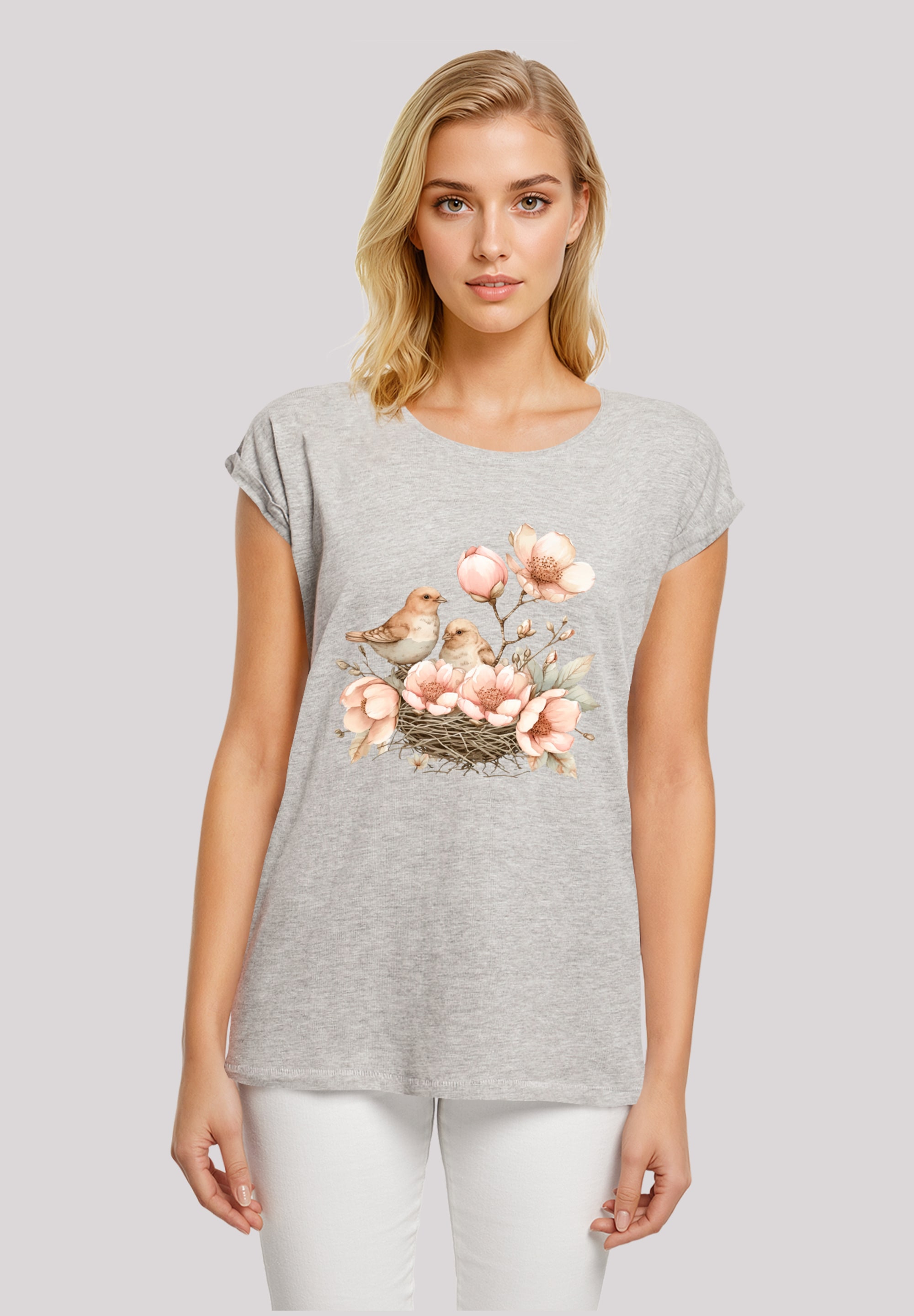 F4NT4STIC T-Shirt "Vogelnest Blumen", Premium Qualität günstig online kaufen