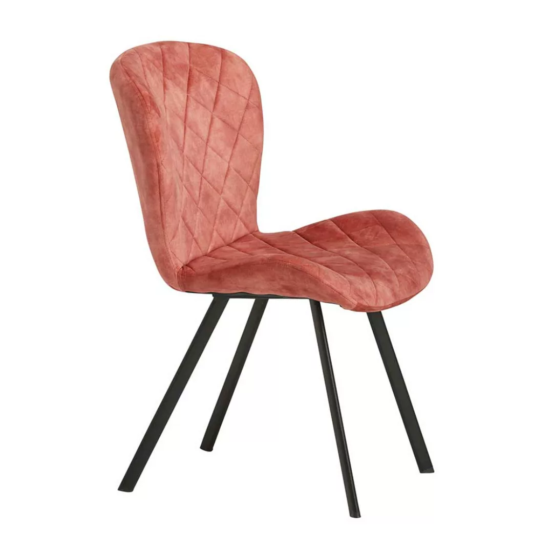 Esstisch Stühle Rosa Samt mit Gestell aus Metall 47 cm Sitzhöhe (2er Set) günstig online kaufen