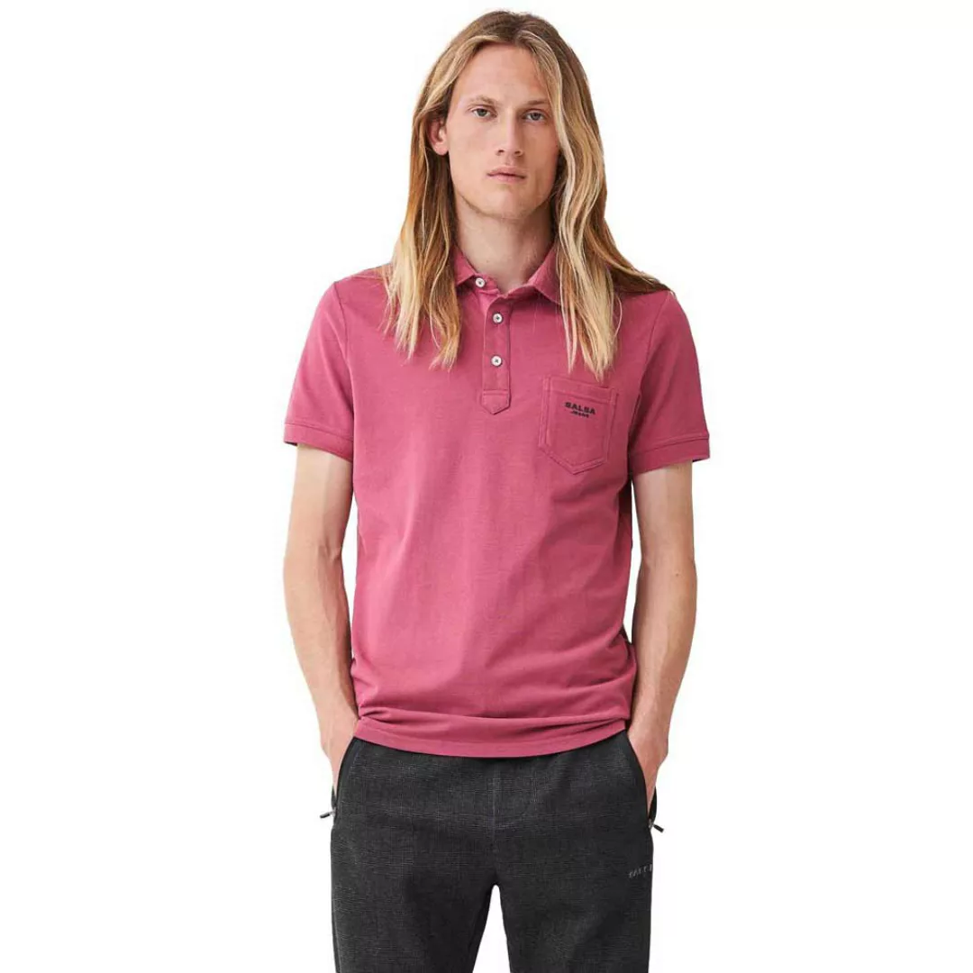 Salsa Jeans Regular Fit Hemdenfärben Kontrast Kurzarm-polo S Pink günstig online kaufen