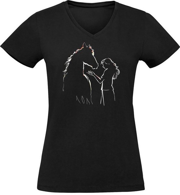 MyDesign24 T-Shirt Damen Pferde Print Shirt bedruckt - Pferde Silhouette mi günstig online kaufen