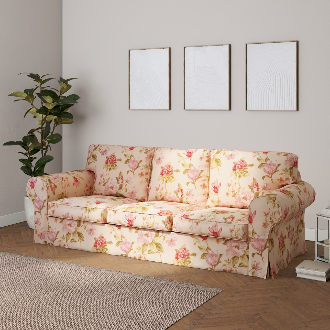 Bezug für Ektorp 3-Sitzer Schlafsofa, neues Modell (2013), creme-rosa, 40cm günstig online kaufen