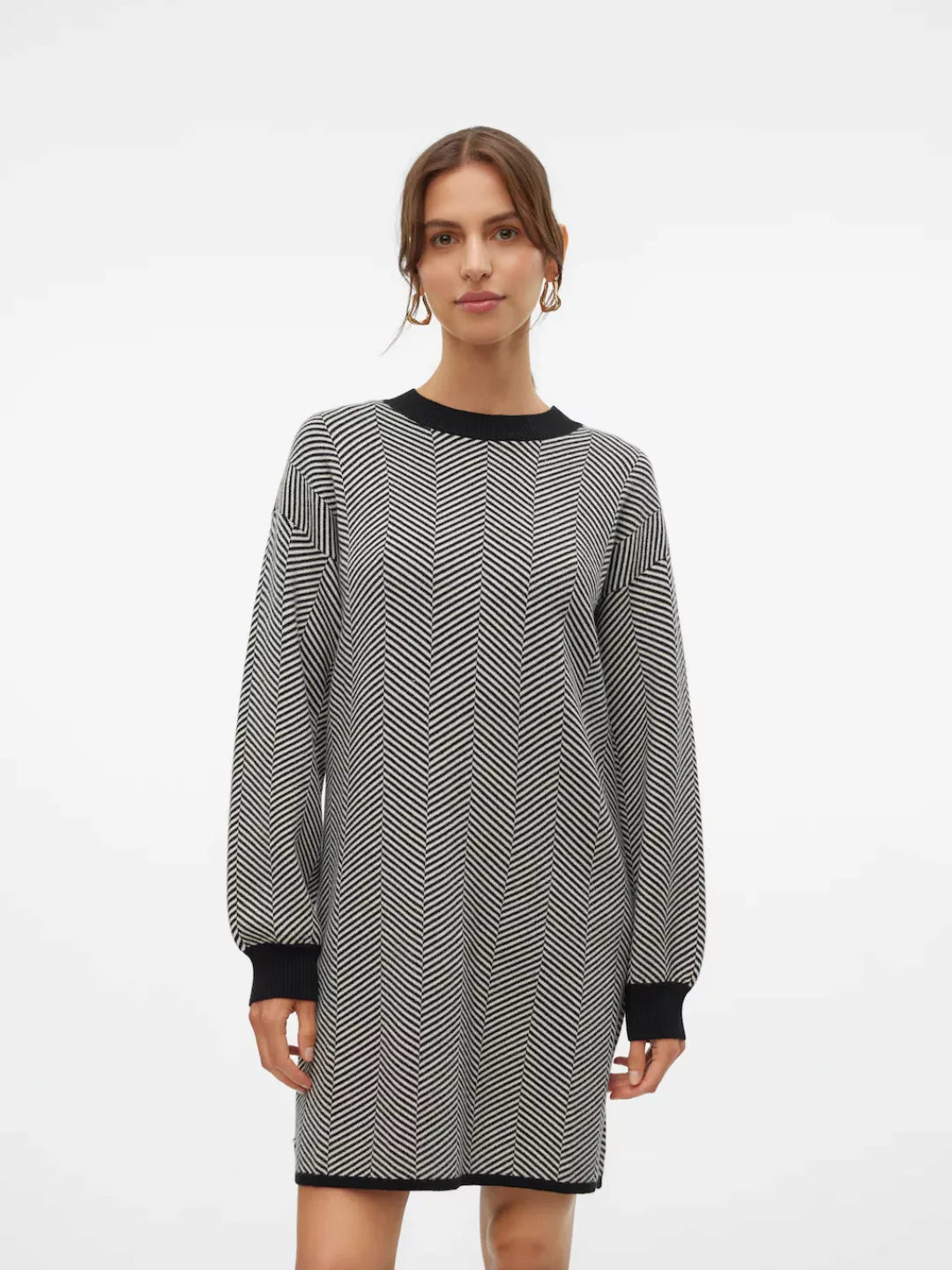 Vero Moda Strickkleid "VMBLUSH HERRINGBONE LS O-NECK DRESS LCS" günstig online kaufen