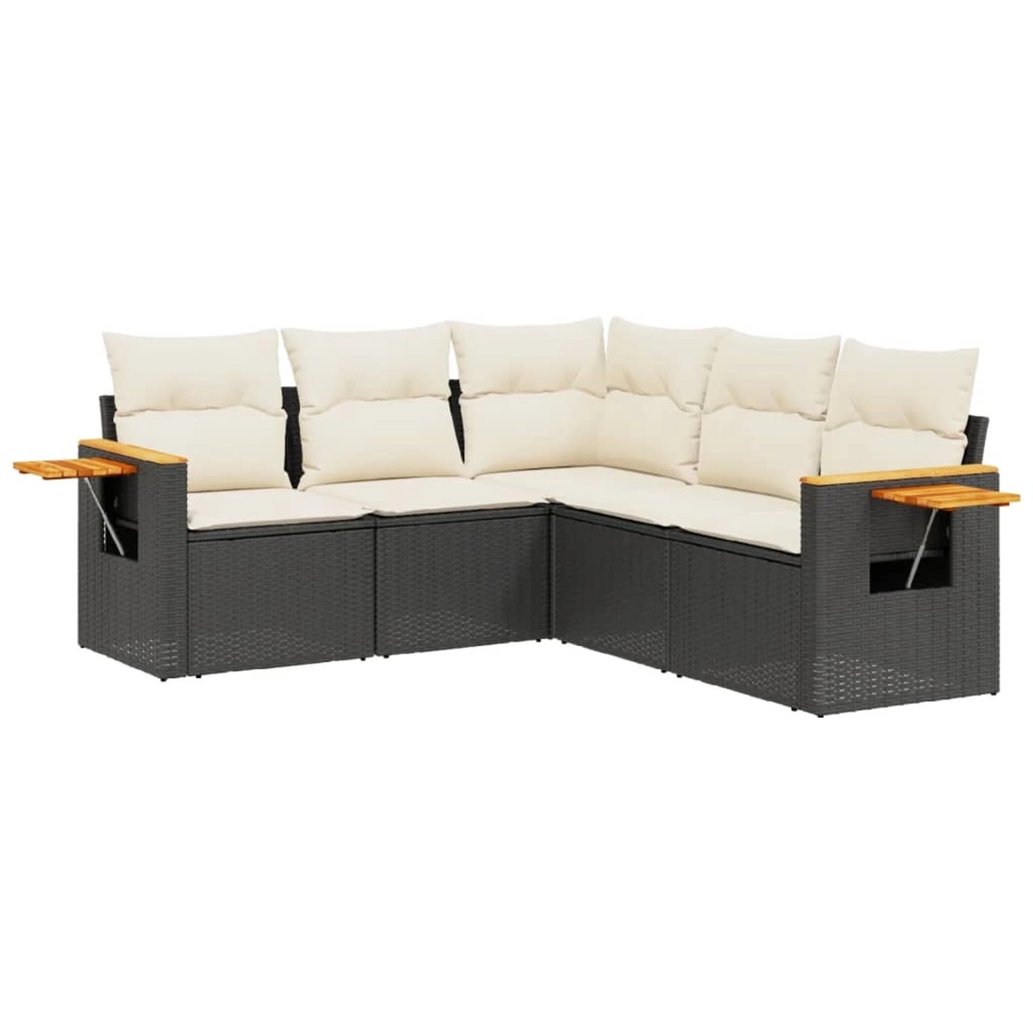 vidaXL 5-Tlg Garten-Sofagarnitur mit Kissen Schwarz Poly Rattan 3259200 günstig online kaufen