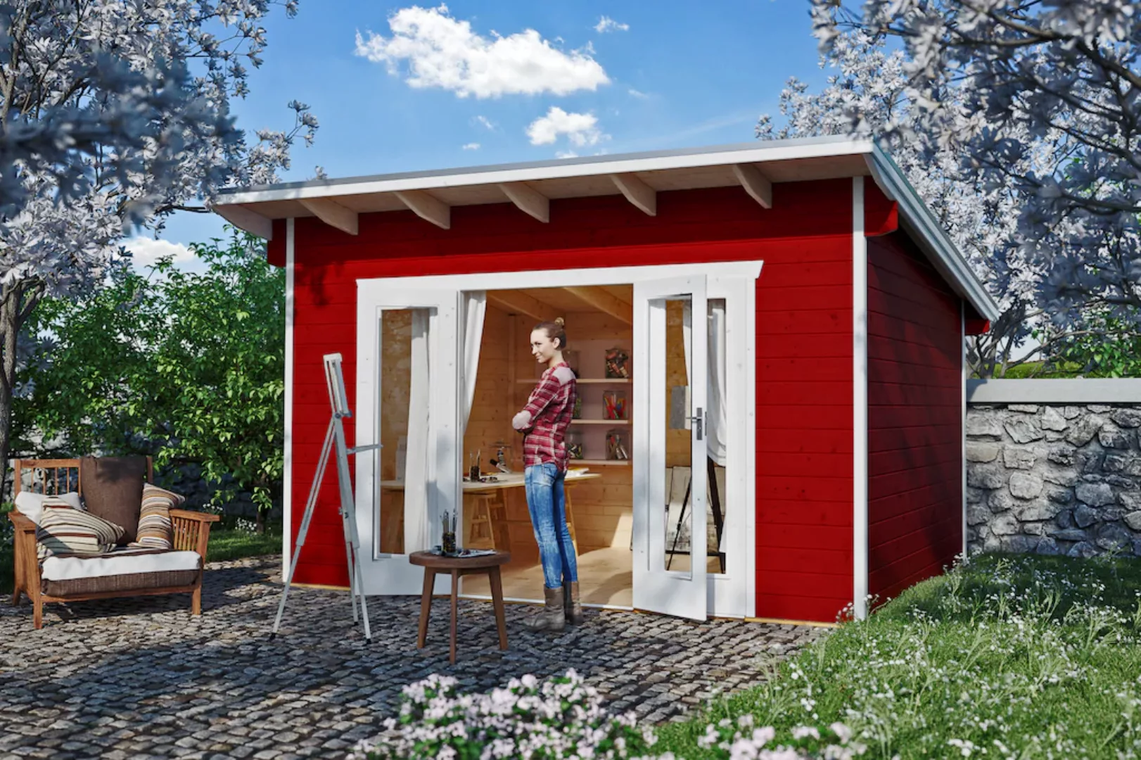 Skan Holz Holz-Gartenhaus Ostende 1 Schwedenrot 350 cm x 250 cm günstig online kaufen