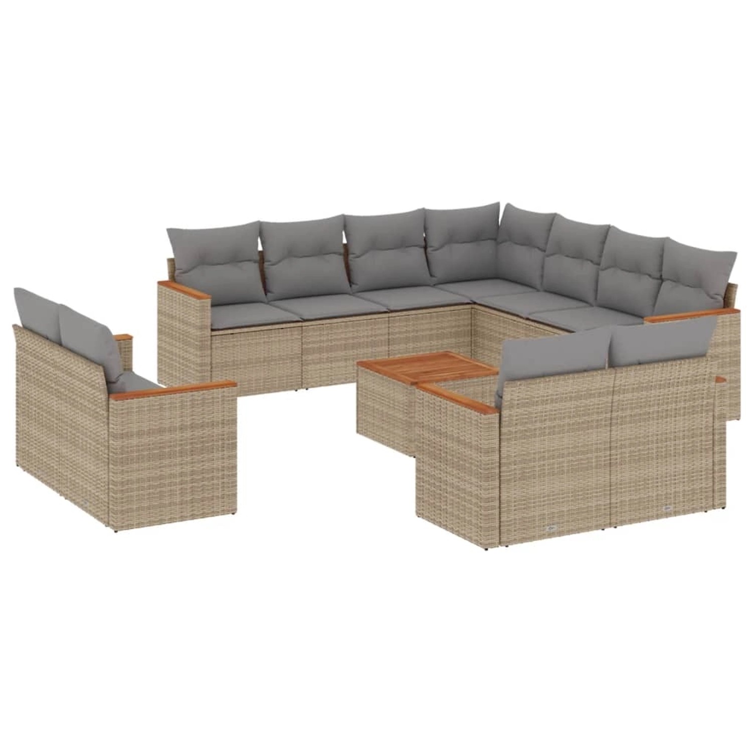 vidaXL 12-Tlg Garten-Sofagarnitur mit Kissen Beige Poly Rattan 3258909 günstig online kaufen