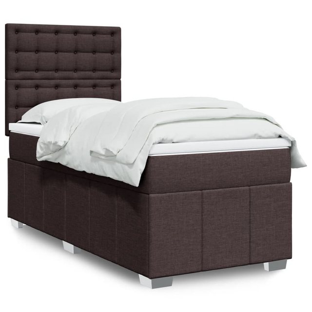 vidaXL Boxspringbett, Boxspringbett mit Matratze Dunkelbraun 90x190 cm Stof günstig online kaufen