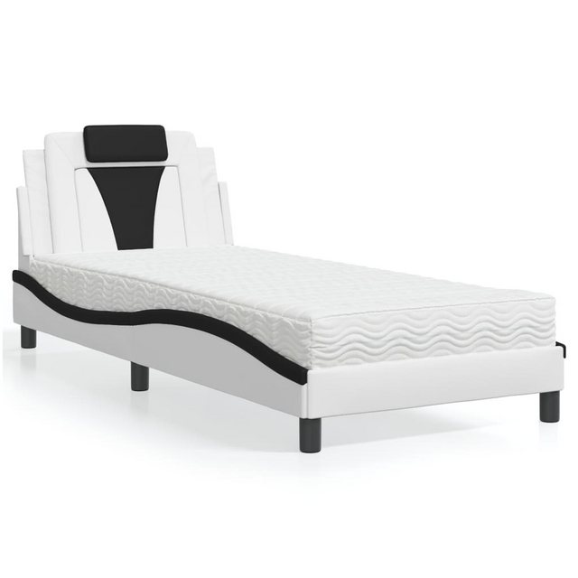 vidaXL Bett Bett mit Matratze Weiß und Schwarz 80x200 cm Kunstleder günstig online kaufen