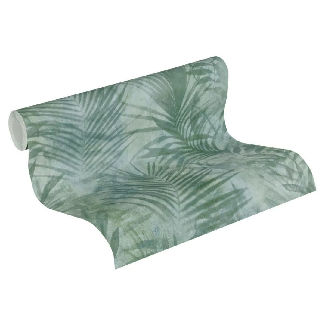 Bricoflor Wasserfarben Tapete mit Palmenblättern Exotische Tapete mit Farn günstig online kaufen