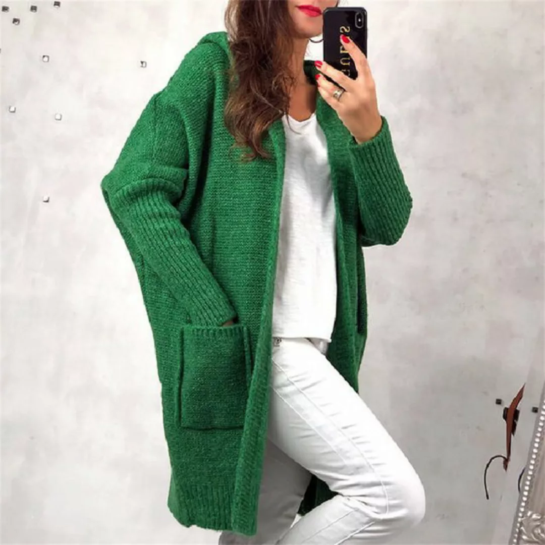RUZU UG Cardigan cardigan damen Freizeitjacke Pullover Damen Patchwork Kapu günstig online kaufen