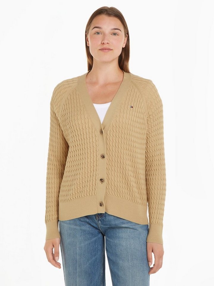 Tommy Hilfiger Strickjacke CO CABLE V-NK CARDIGAN mit gestricktem Zopfmuste günstig online kaufen