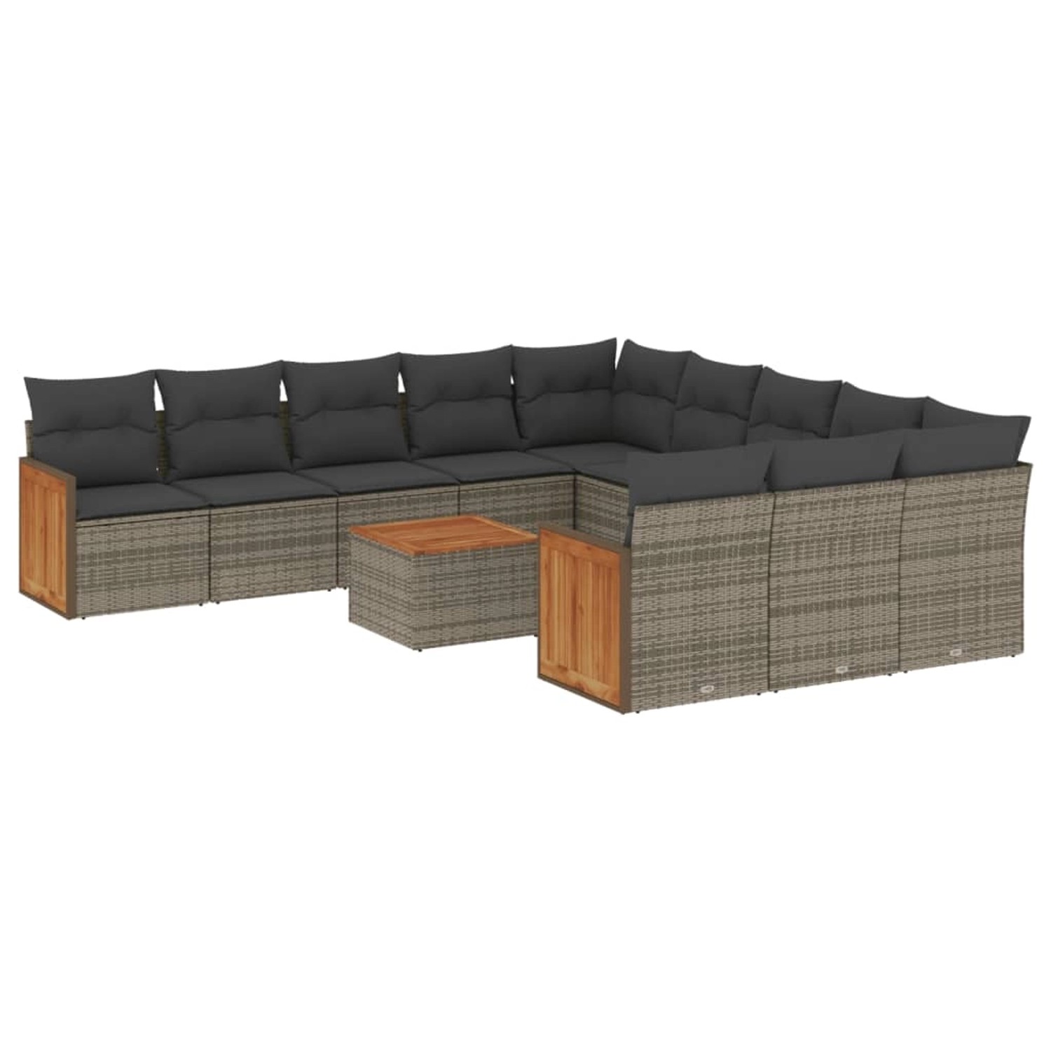 vidaXL 12-tlg Garten-Sofagarnitur mit Kissen Grau Poly Rattan Modell 47 günstig online kaufen