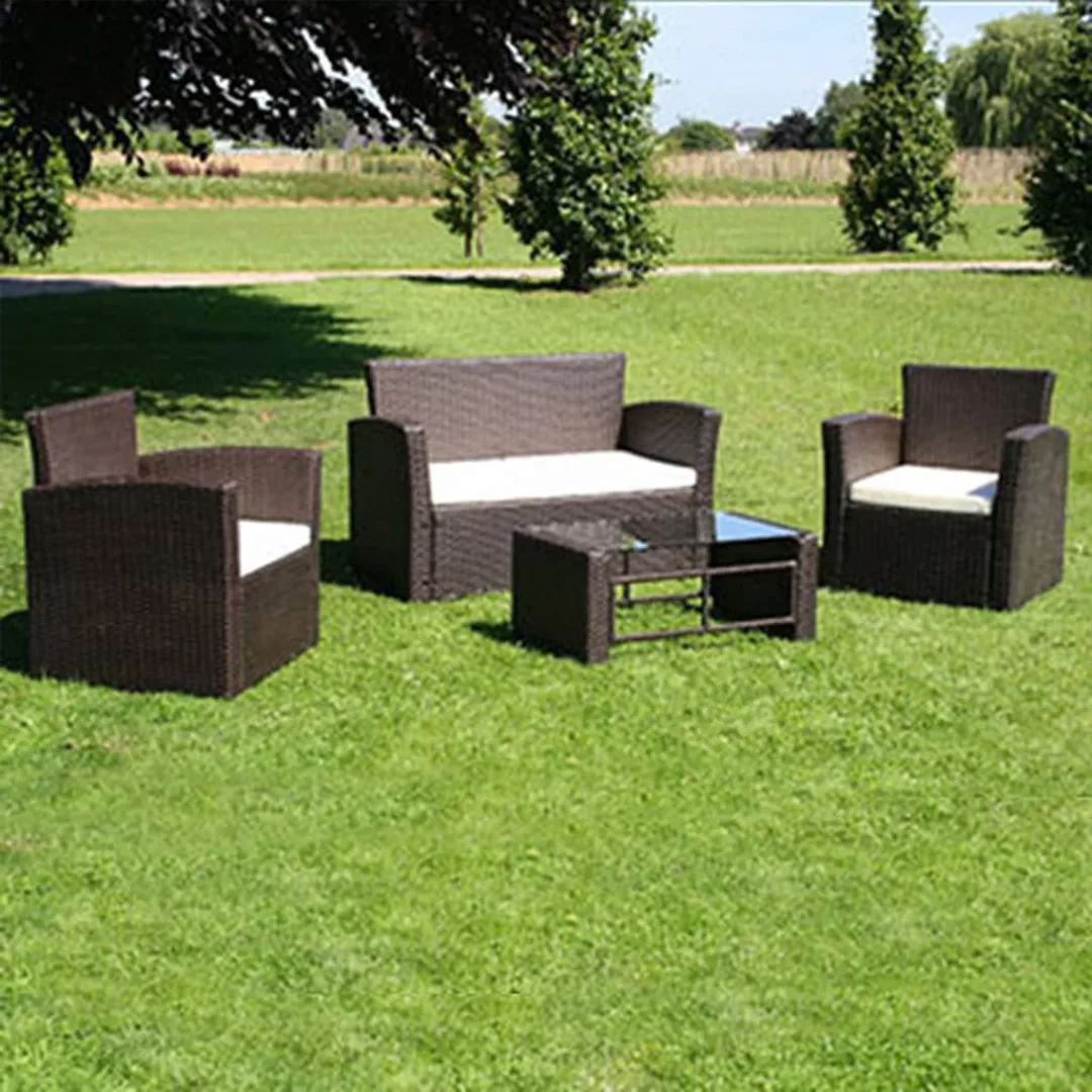 4-tlg. Garten-lounge-set Mit Auflagen Poly Rattan Braun günstig online kaufen