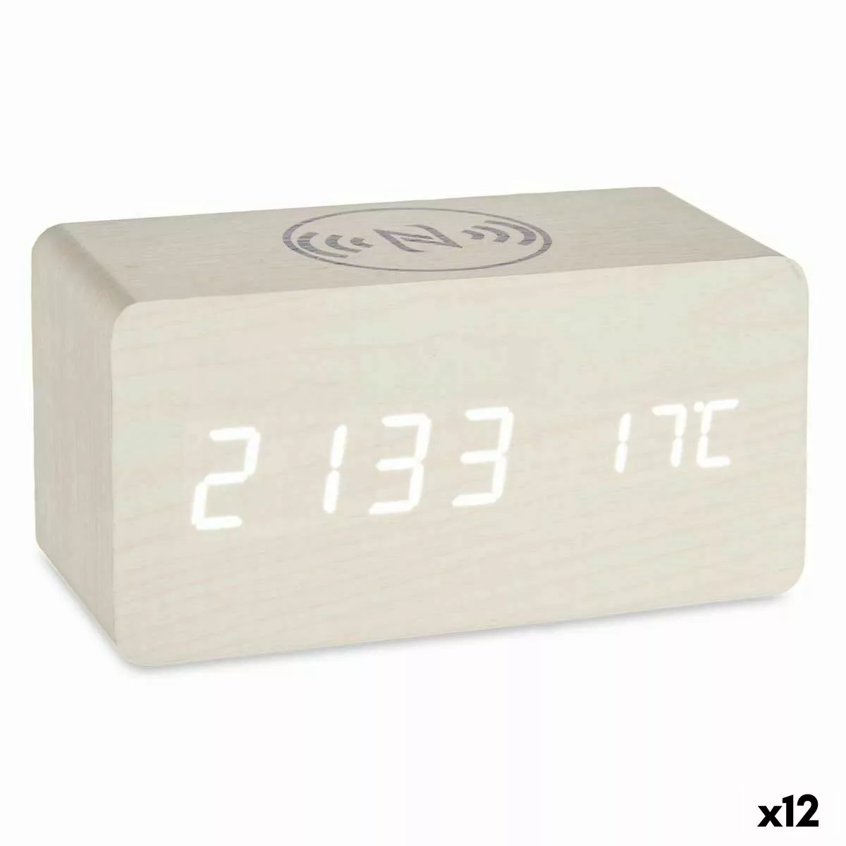 Digitale Desktop-uhr Weiß Pvc Holz Mdf (15 X 7,5 X 7 Cm) (12 Stück) günstig online kaufen