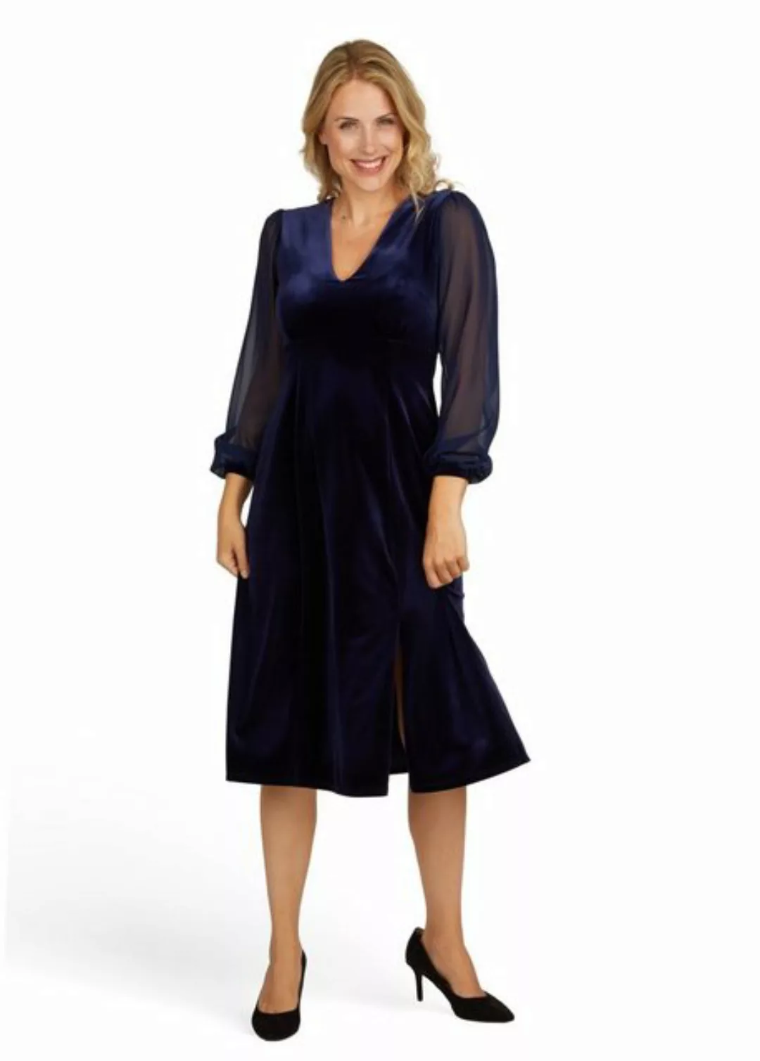 Kleo Abendkleid Abendkleid aus Samt mit Ärmeln aus zartem Chiffon günstig online kaufen