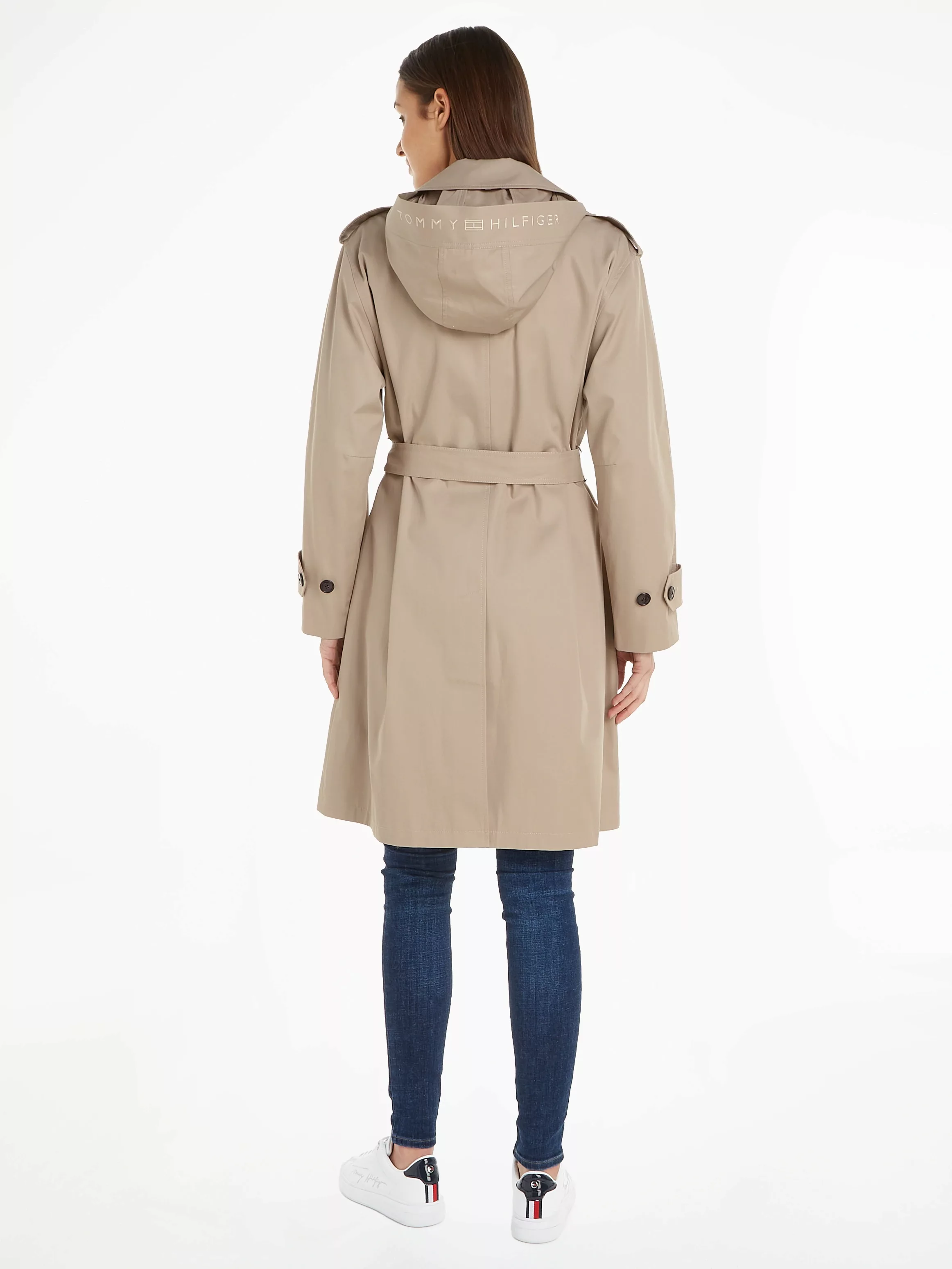 Tommy Hilfiger Kurzmantel "COTTON SB HOODED BELTED COAT", mit Logostickerei günstig online kaufen