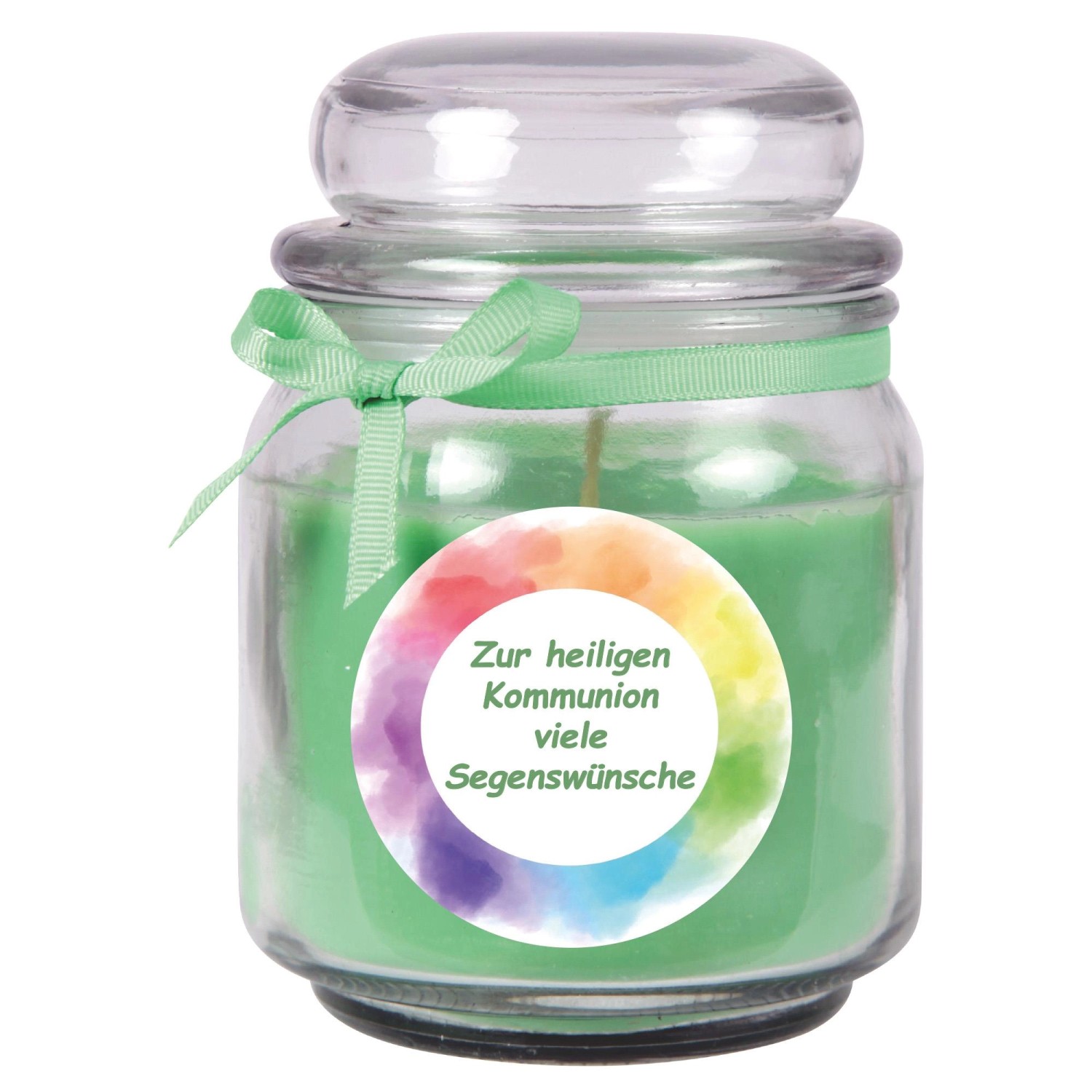 HS Candle Duftkerze & Bonbon Glas Kommunion Kokos Grün günstig online kaufen