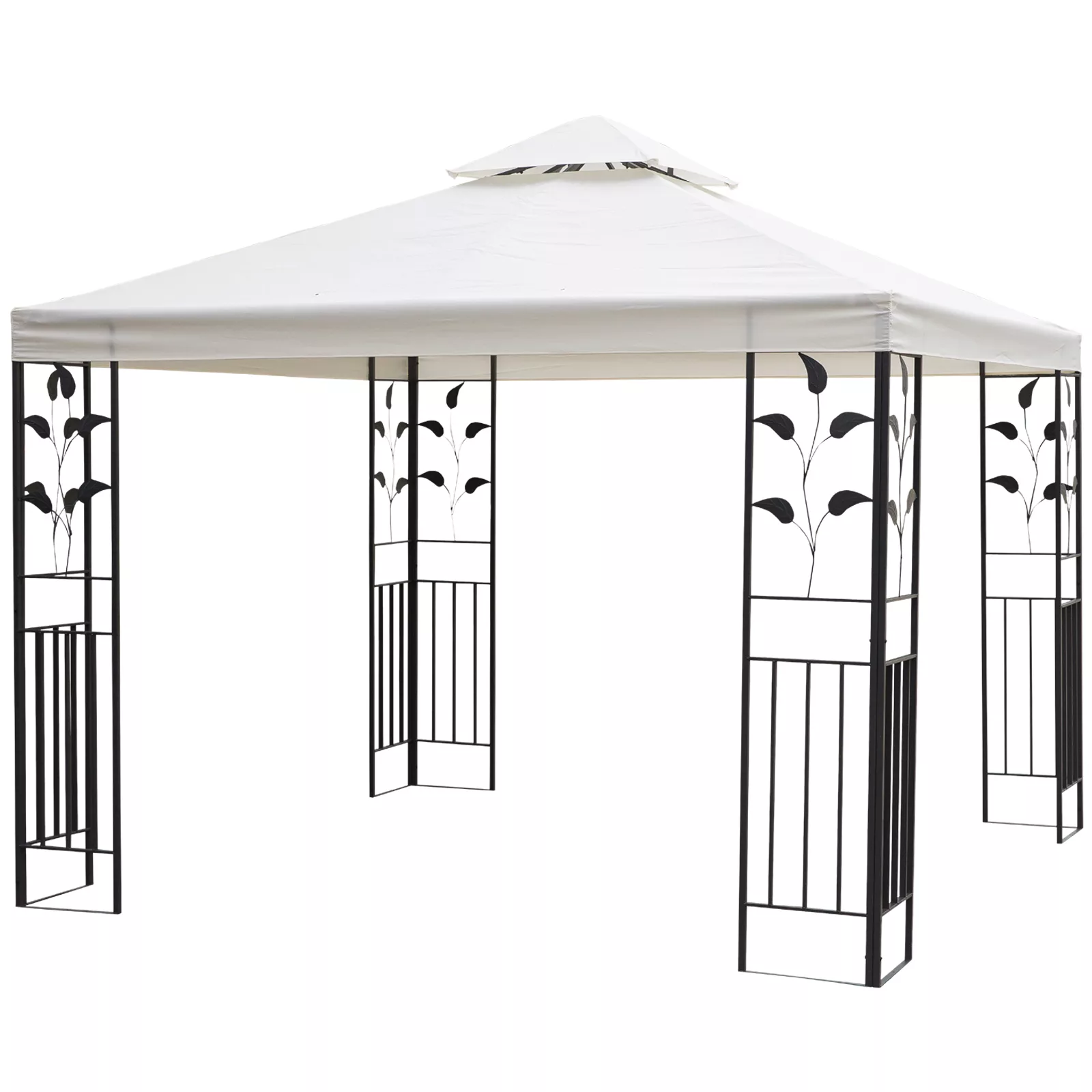 Outsunny Gartenpavillon Blatt-Design 2,95x2,95m Doppeldach Partyzelt mit St günstig online kaufen