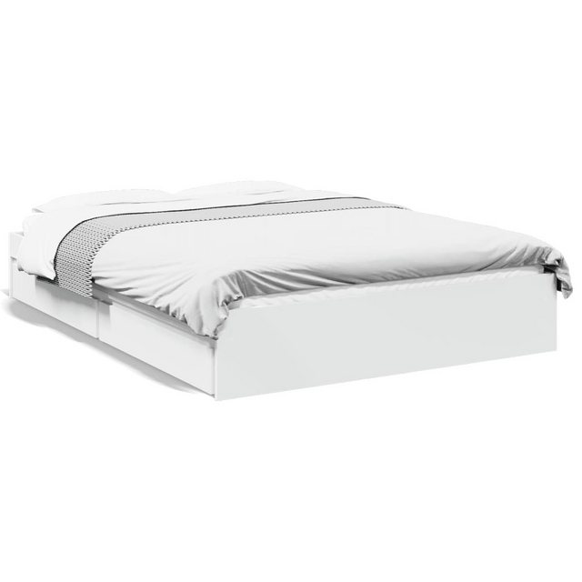 vidaXL Bett Bettgestell mit Schubladen Weiß 135 x 190 cm Holzwerkstoff günstig online kaufen