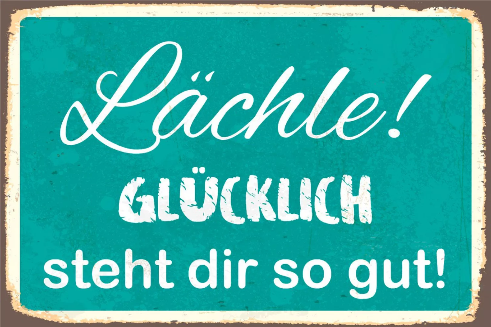queence Metallbild "Glücklich", Schriftzüge, (1 St.) günstig online kaufen