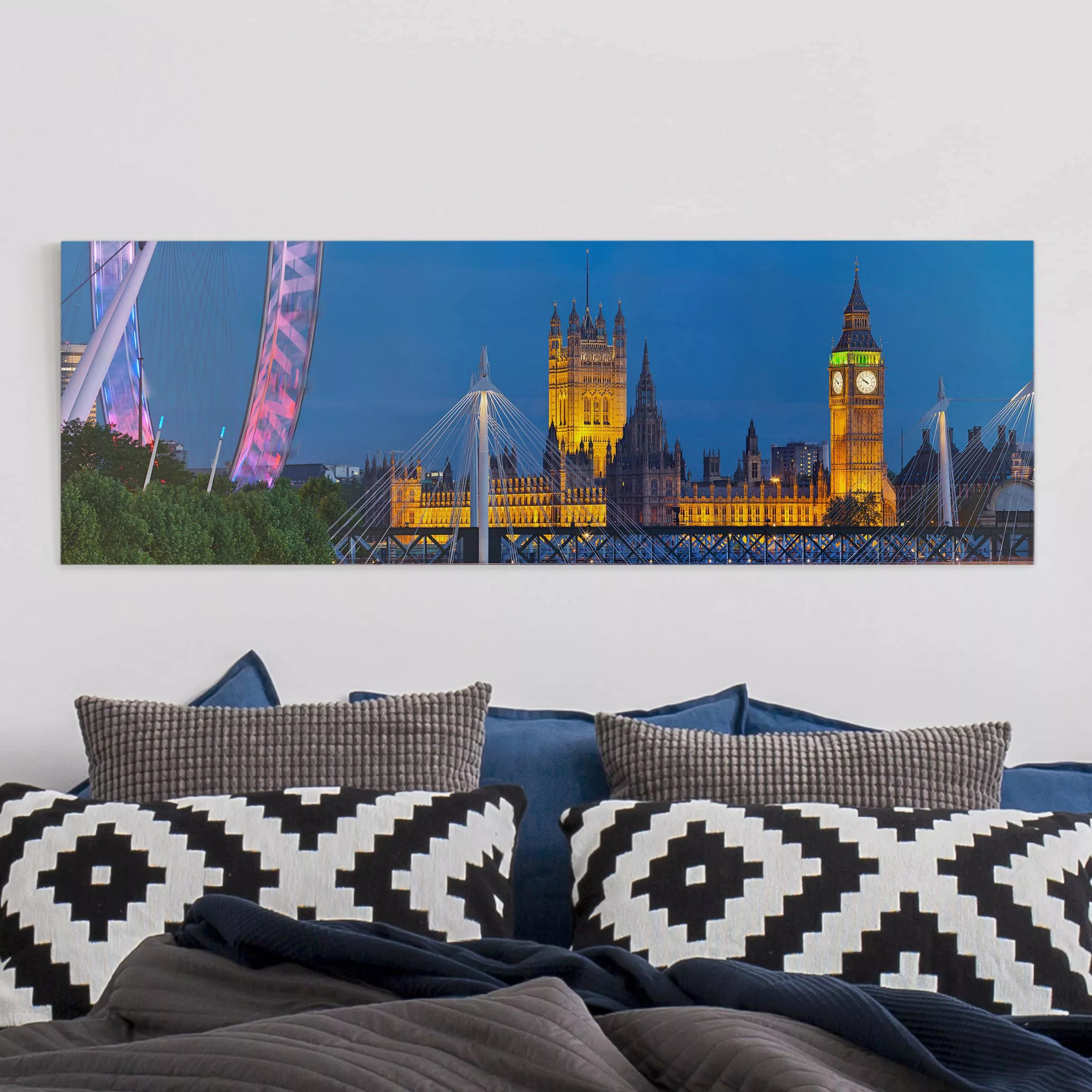 Leinwandbild London - Panorama Big Ben und Westminster Palace in London bei günstig online kaufen