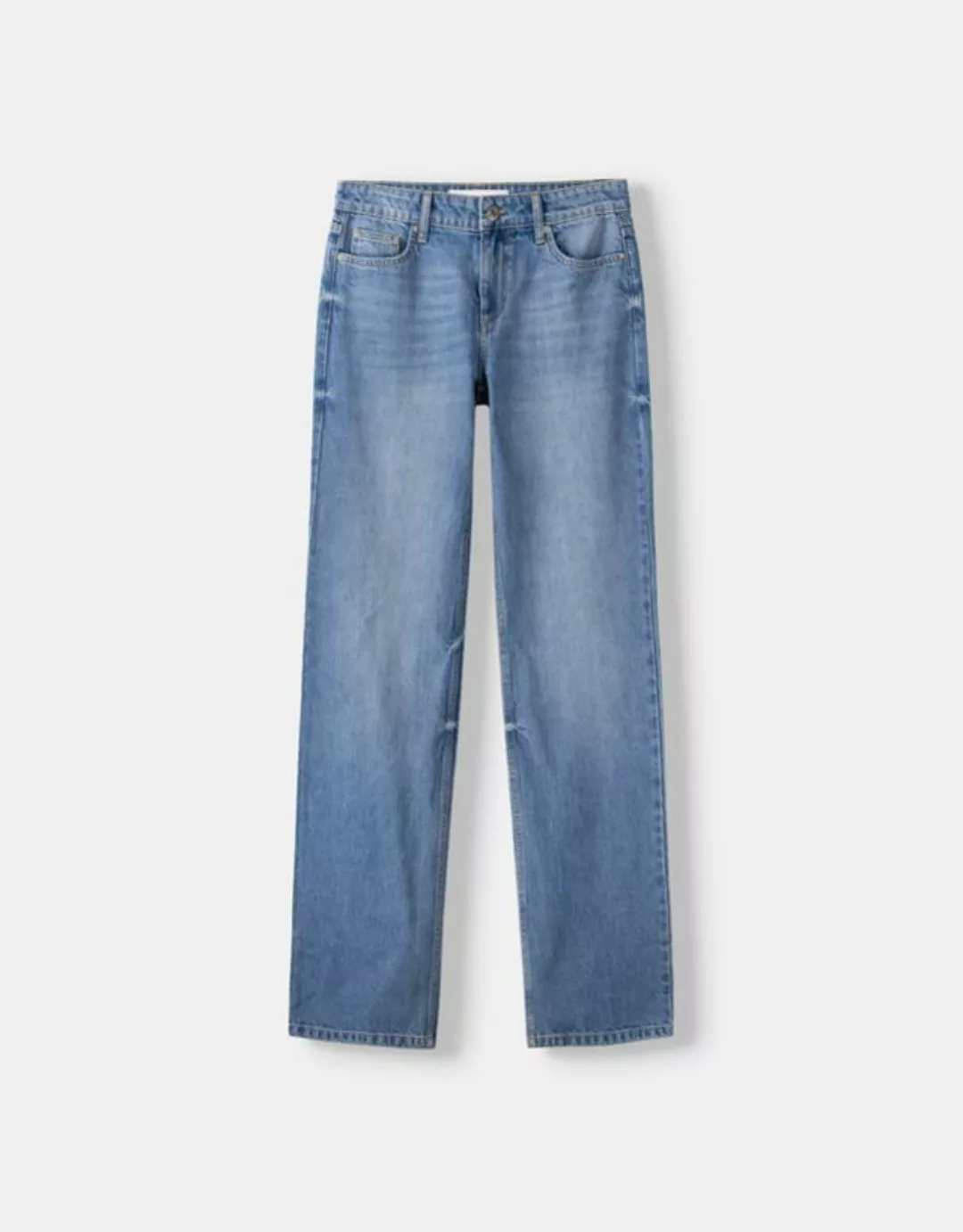 Bershka Jeans Im Straight-Fit Mit Tiefem Bund Bskteen 42 Ausgewaschenes Bla günstig online kaufen