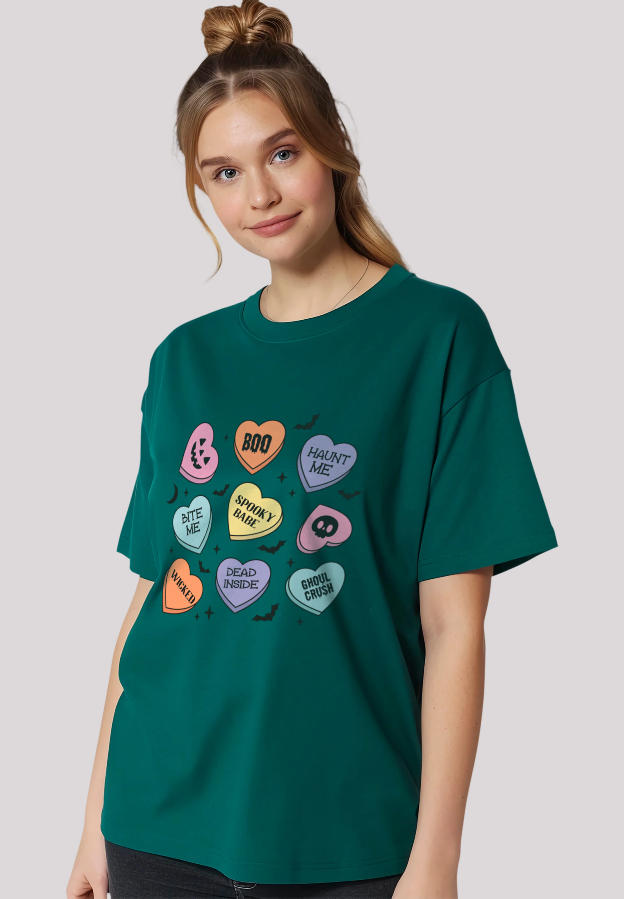 F4NT4STIC T-Shirt "Retro Halloween Heart Candy Bats", Premium Qualität, Uni günstig online kaufen