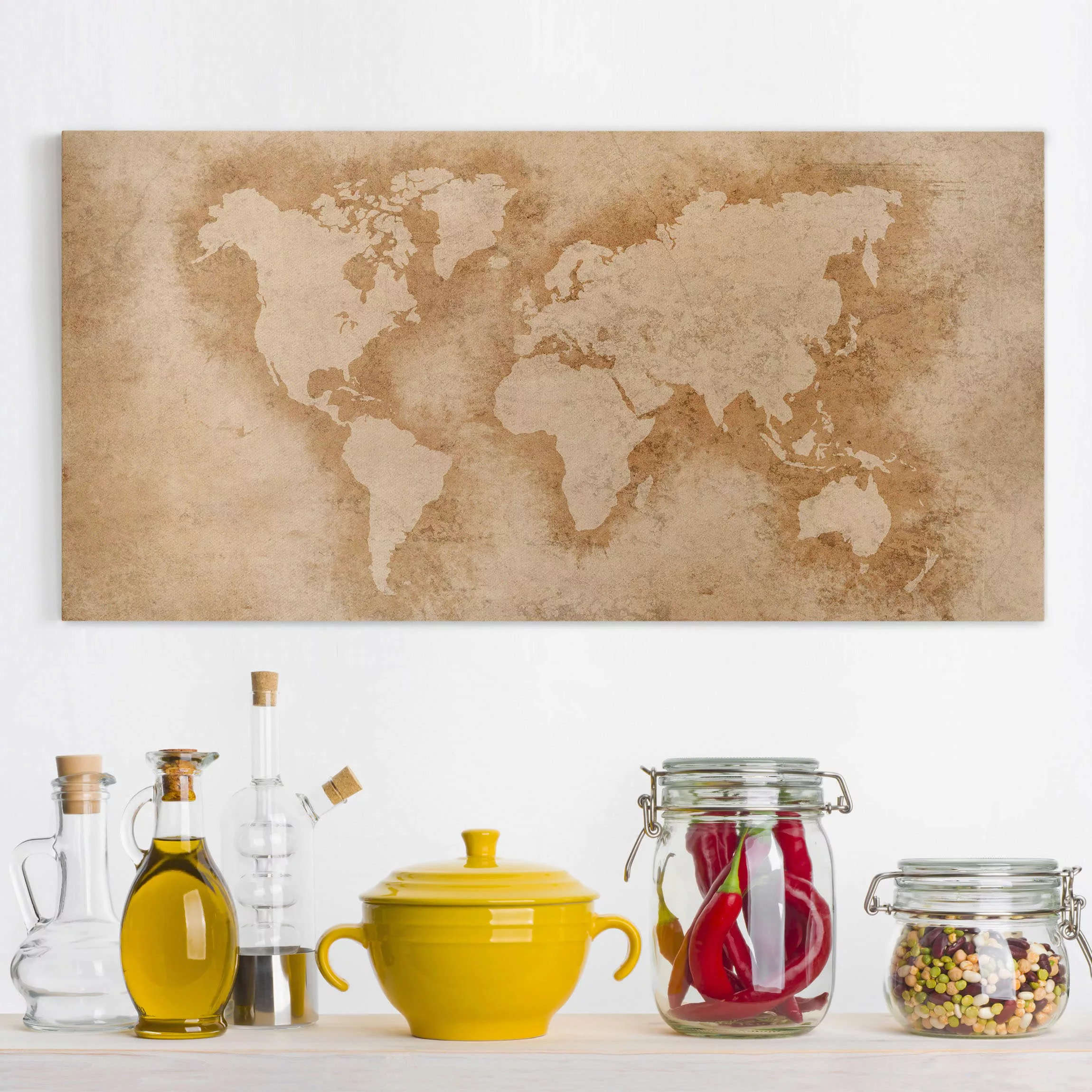 Leinwandbild Weltkarte - Querformat Antike Weltkarte günstig online kaufen
