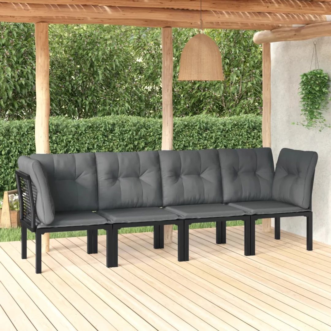 Vidaxl 4-tlg. Garten-lounge-set Schwarz Und Grau Poly Rattan günstig online kaufen