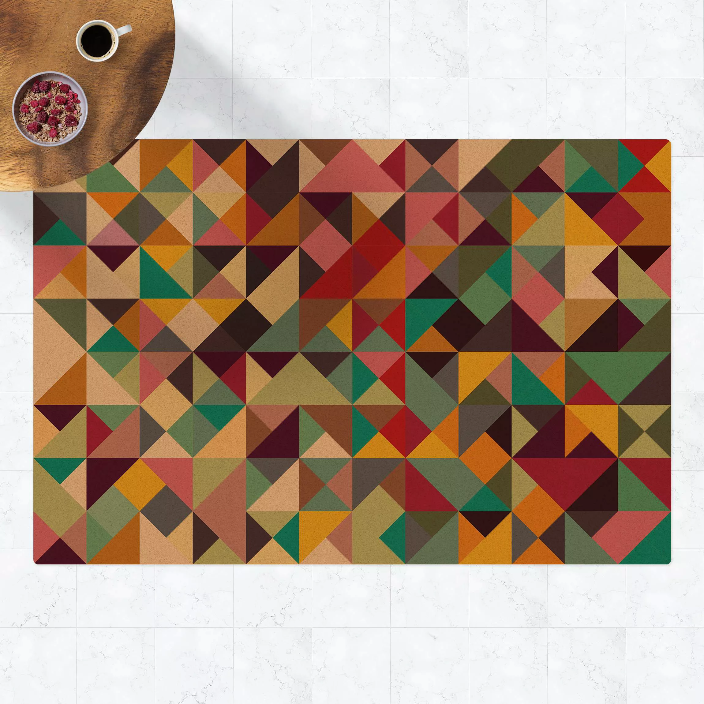 Kork-Teppich Colorful Geometry günstig online kaufen