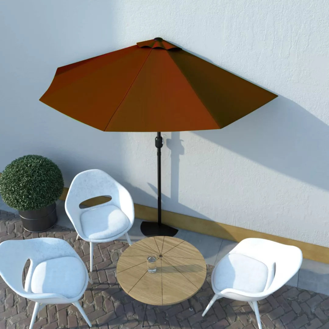 Balkon-sonnenschirm Alu-mast Terrakotta 270x135x245cm Halbrund günstig online kaufen