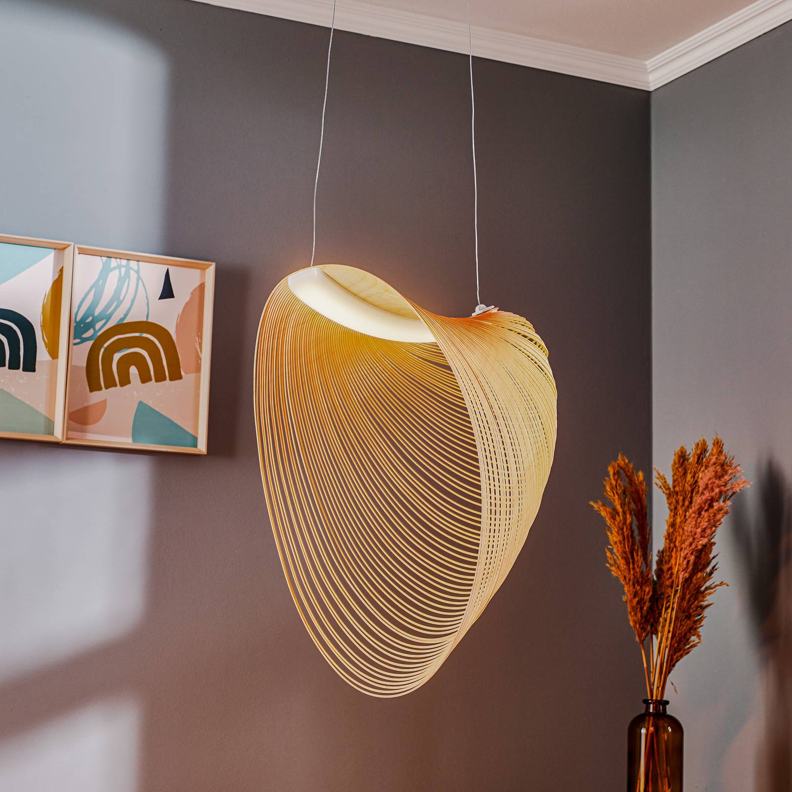 Luceplan Illan LED-Holzhängelampe dimmbar Ø 60 cm günstig online kaufen
