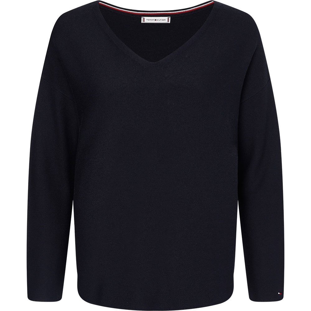 Tommy Hilfiger Texture Relaxed V-ausschnitt Sweater M Desert Sky günstig online kaufen