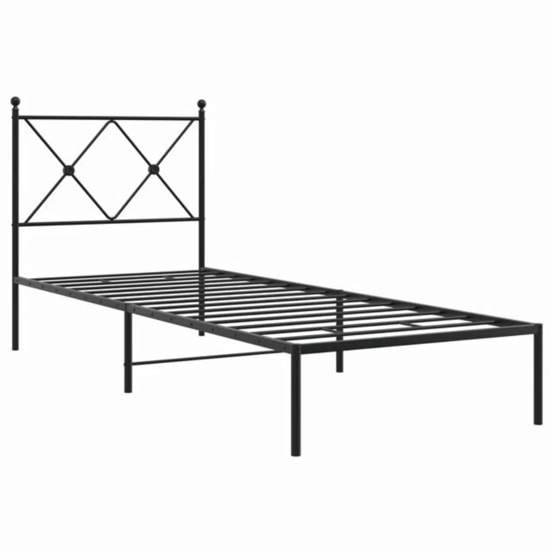 vidaXL Bett Bettgestell mit Kopfteil Metall Schwarz 75x190 cm günstig online kaufen