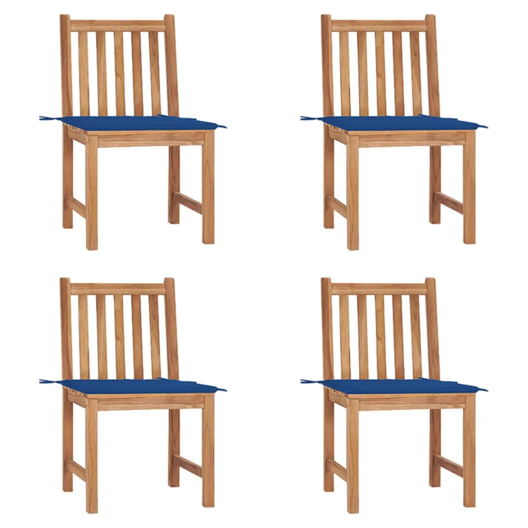 Gartenstühle 4 Stk. Mit Kissen Massivholz Teak günstig online kaufen